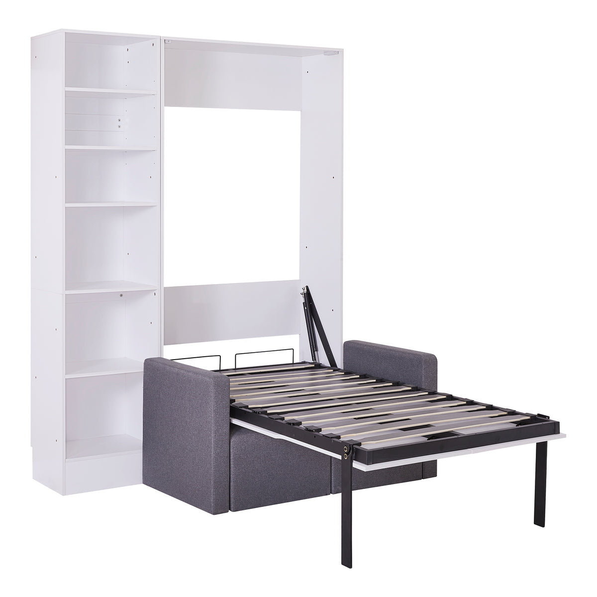 Murphy Bed with Sofa and Shelves White