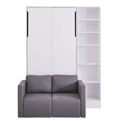 Murphy Bed with Sofa and Shelves White