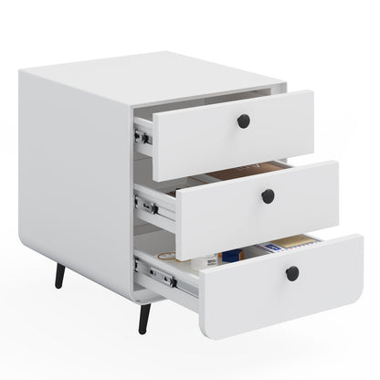 Modern Steel Bedside Table with 3 Drawers