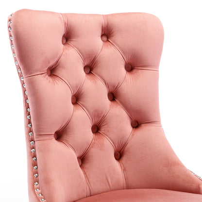 Nikki Tufted Linen Dining Chair Set (2 pcs) – Pink