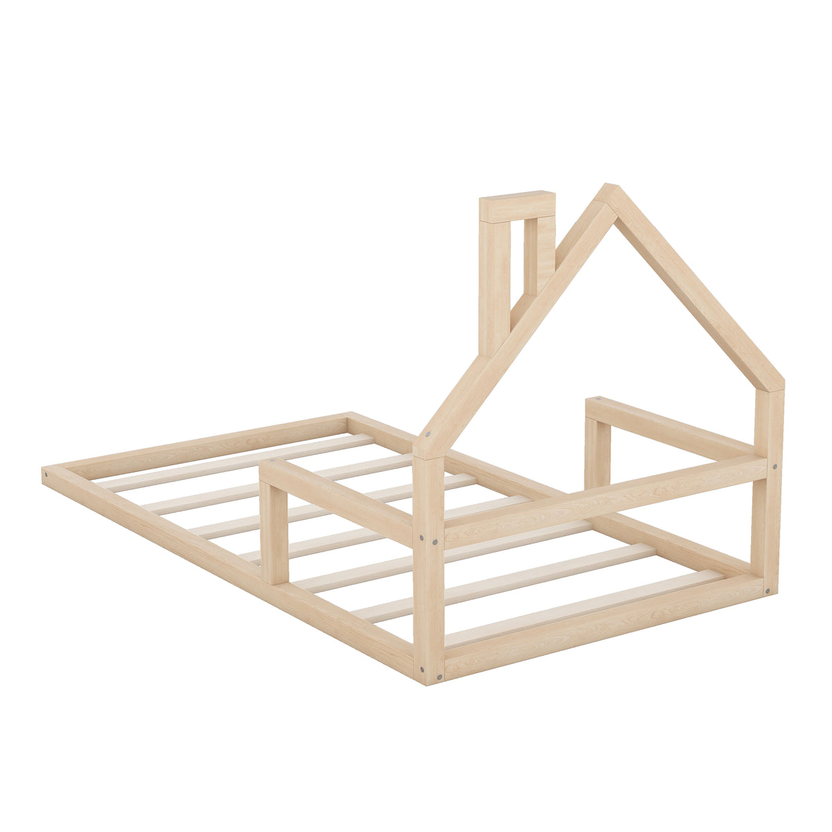 Twin Platform Bed with House Headboard Natural