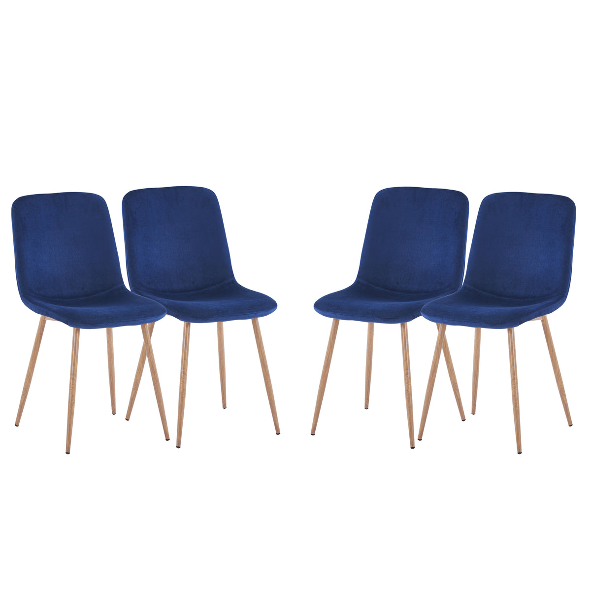 Set of 4 Blue Dining Chairs Modern Design