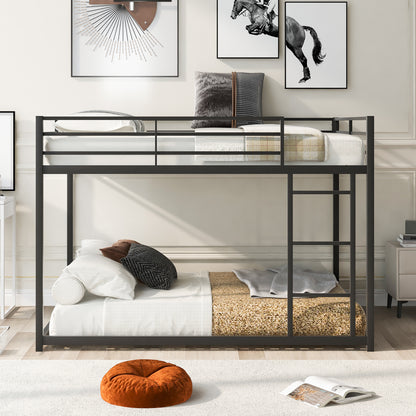 Full Metal Bunk Bed with Ladder Black