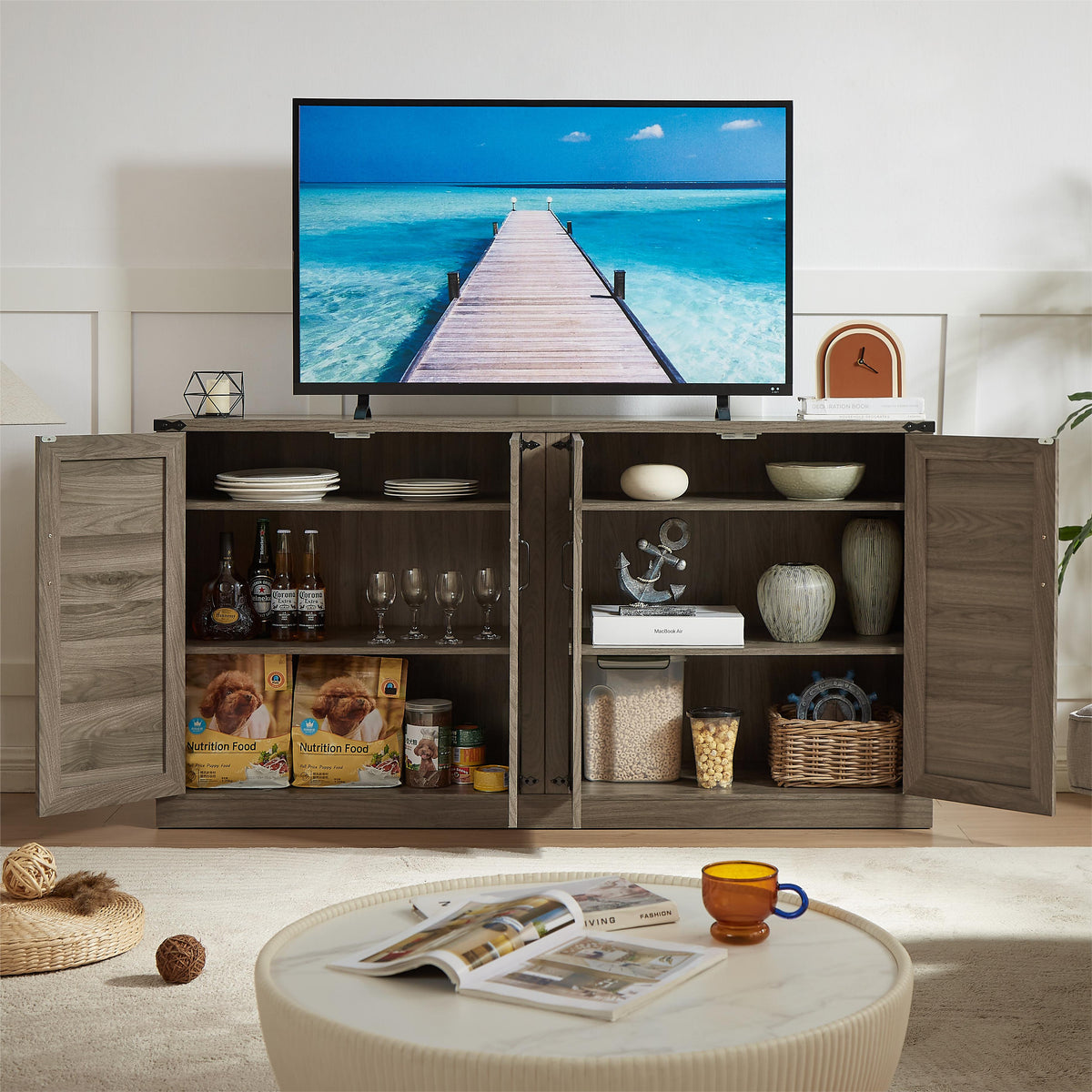 Slate Gray 4-Door Sideboard