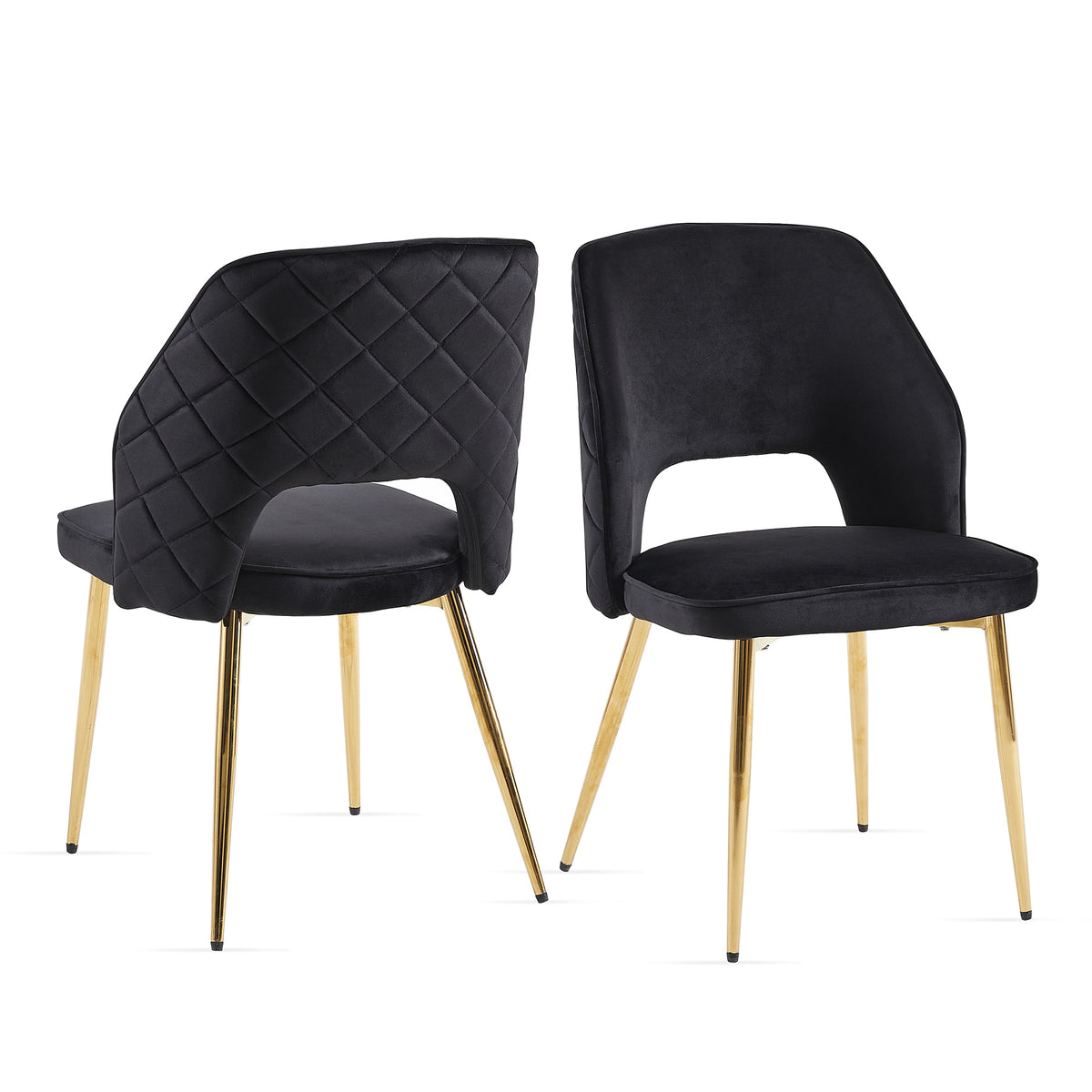 Black Velvet Dining Chairs Set of 4 Modern