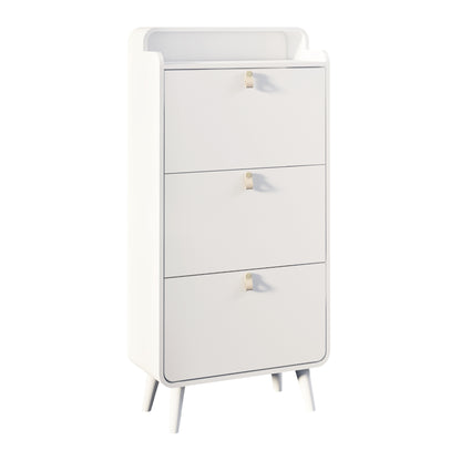 Modern Arc Design Shoe Cabinet White Finish
