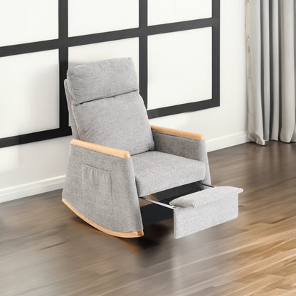 Rocking Chair with Footrest Black Rubber Wood