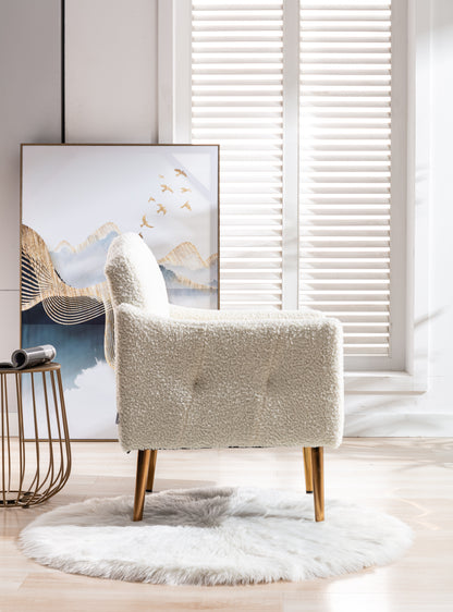 Teddy Armchair with Gold Legs – White