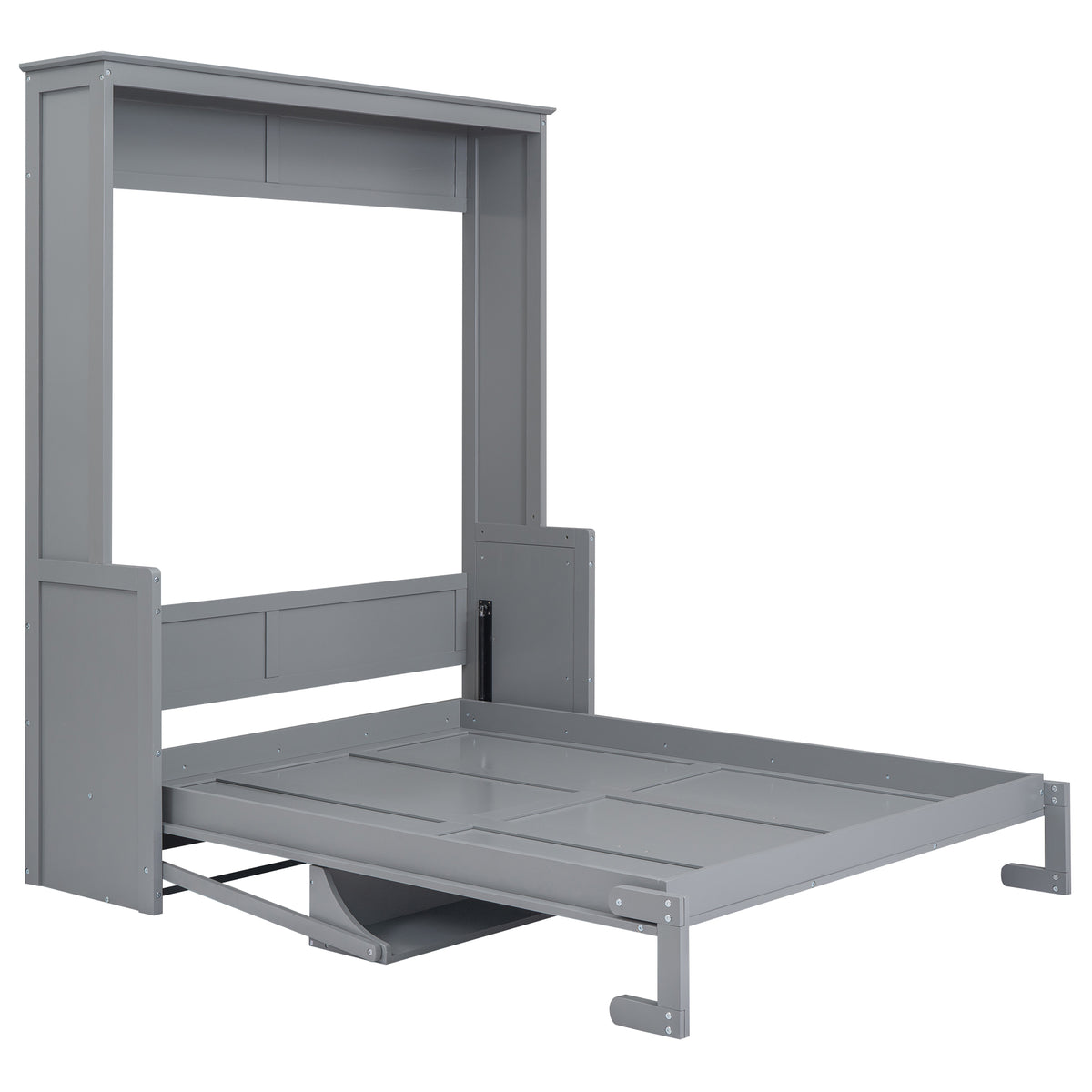 Queen Murphy Bed with Storage Gray