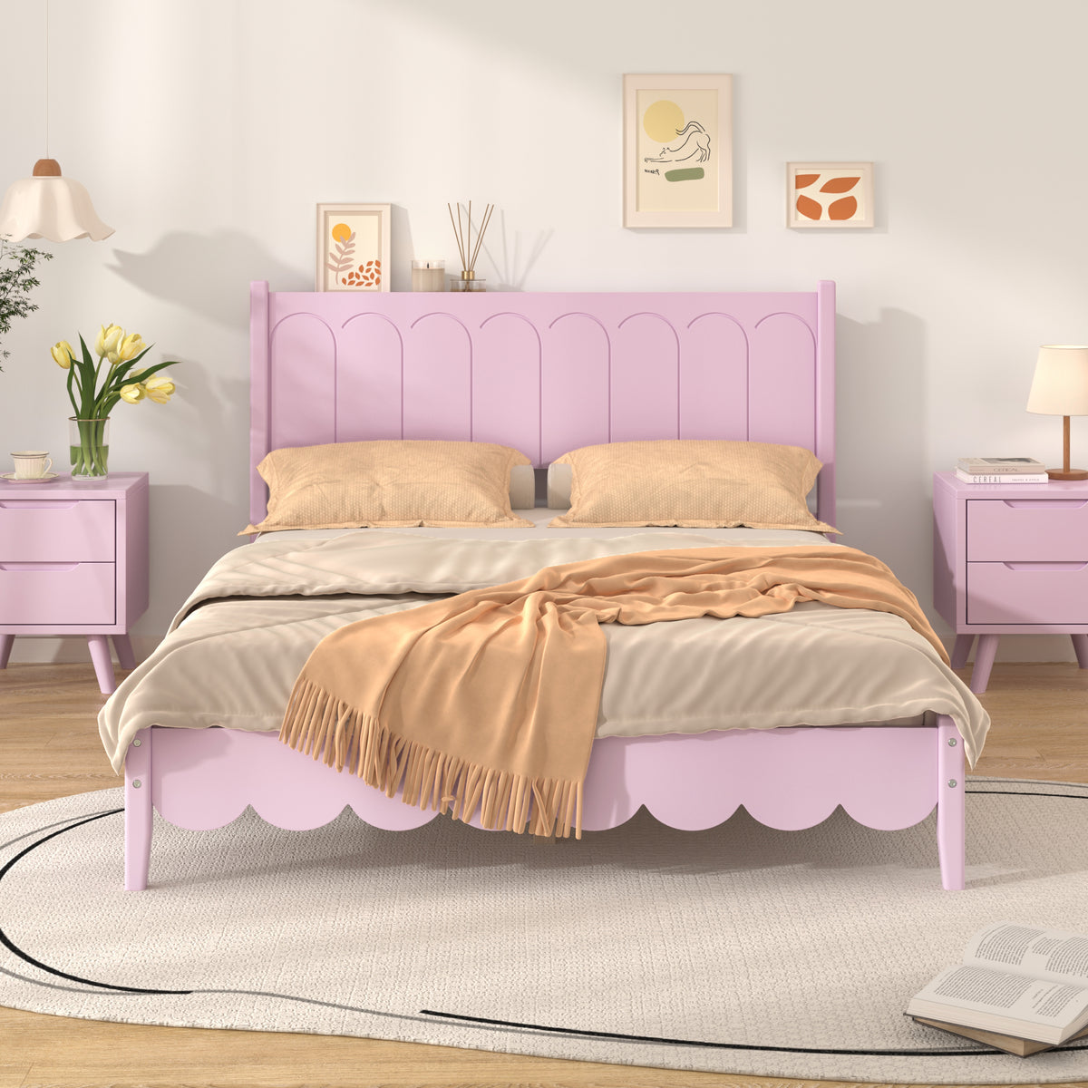 Full Platform Bed Pink