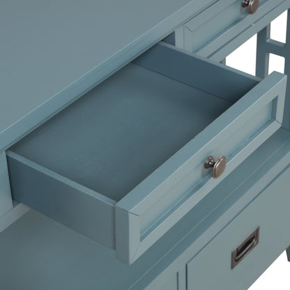 36-Inch Blue Farmhouse Console Table with Drawers