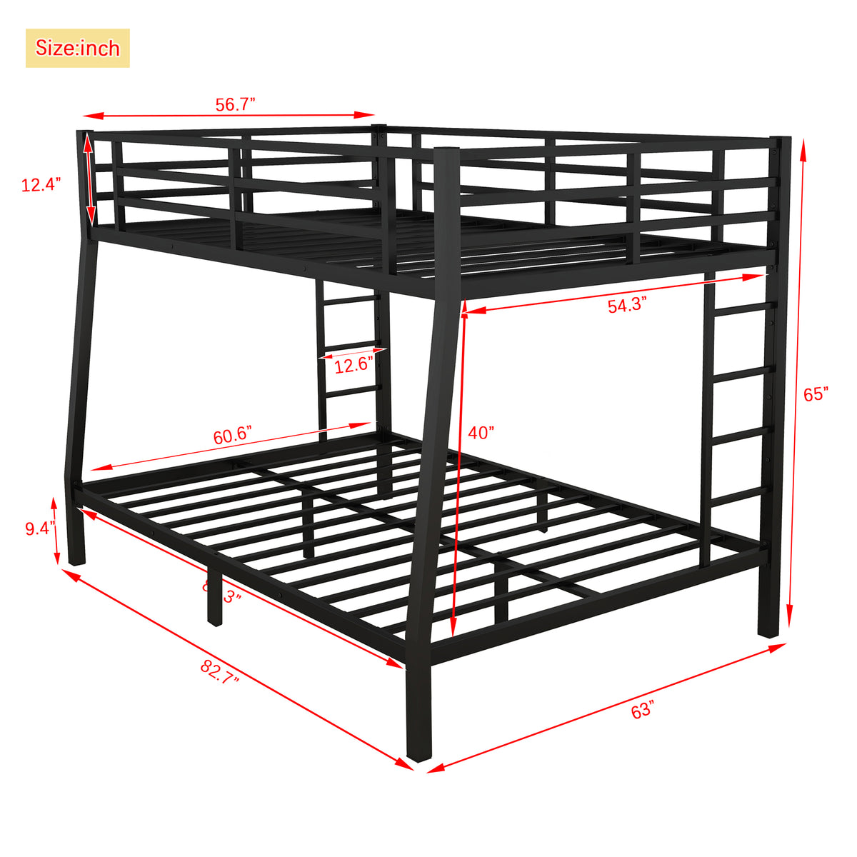 Full XL Bunk Bed – Metal Frame