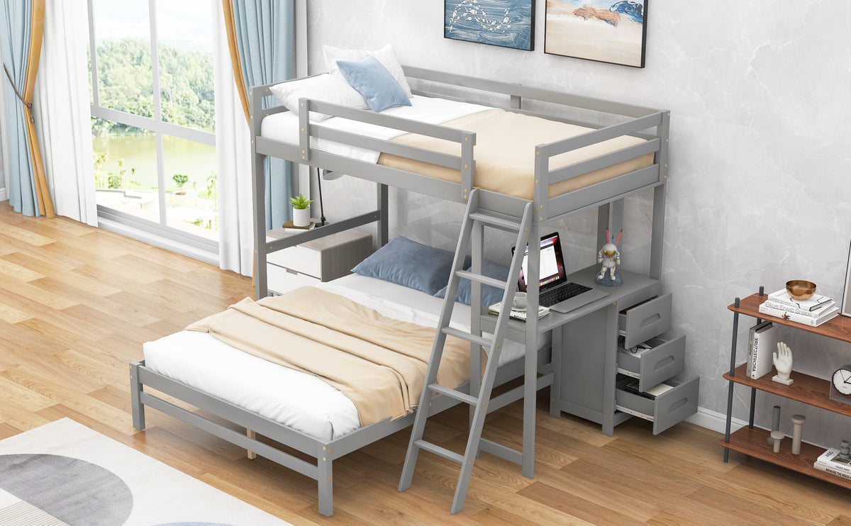 Full Bunk Bed Gray