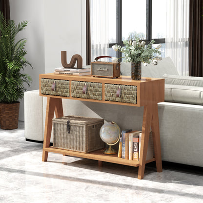 Rustic Wood Console Table with Storage