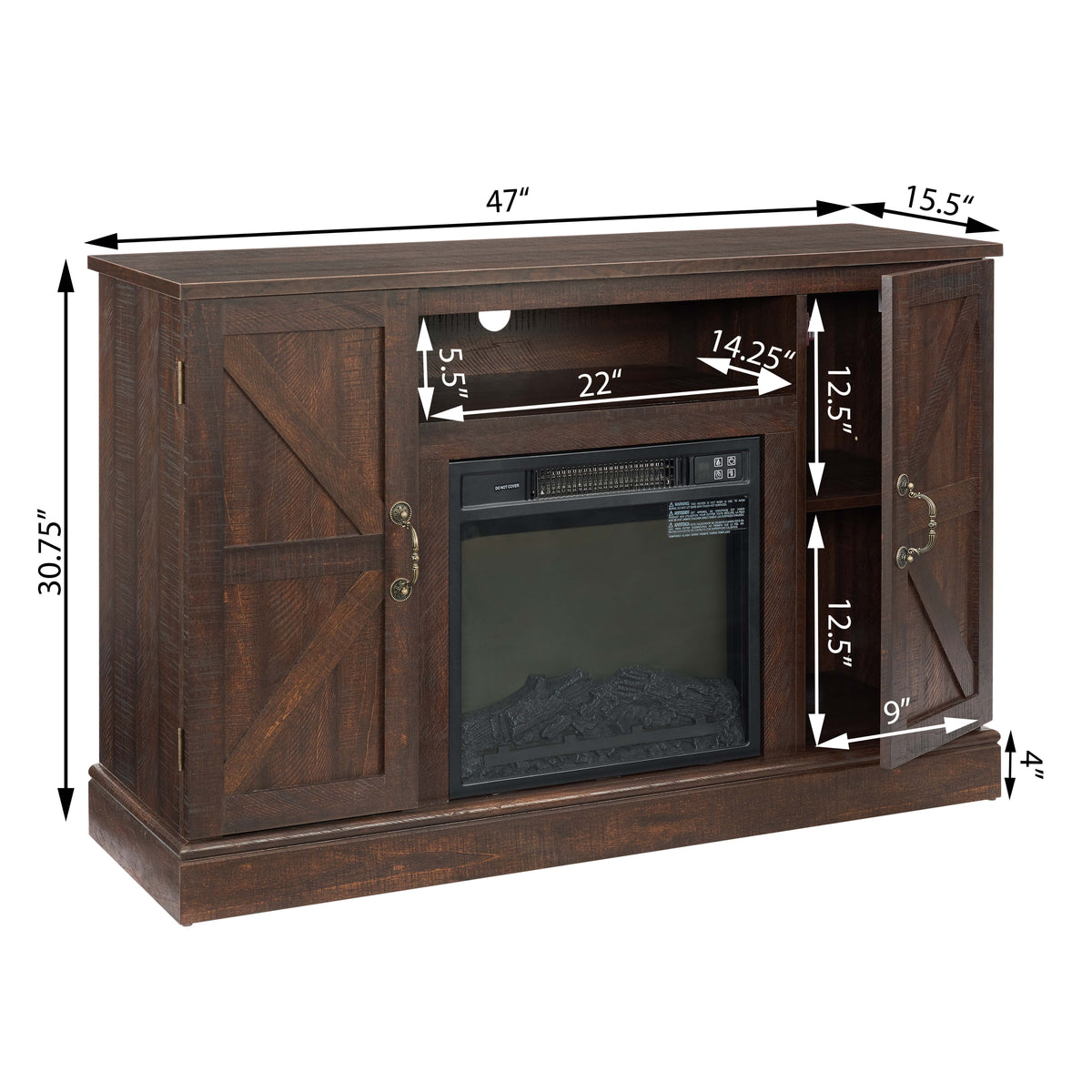 Wood Media Console TV Stand Brown