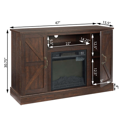Wood Media Console TV Stand Brown