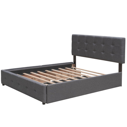 Upholstered Platform Bed Queen Dark Gray