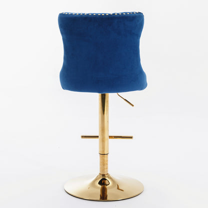 Modern Bar Stools Set of 2 Blue White