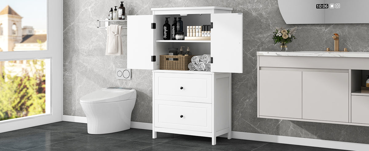 White Bathroom Storage Cabinet with Drawers