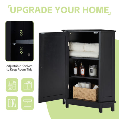 Black Corner Bathroom Storage Cabinet Adjustable Shelves