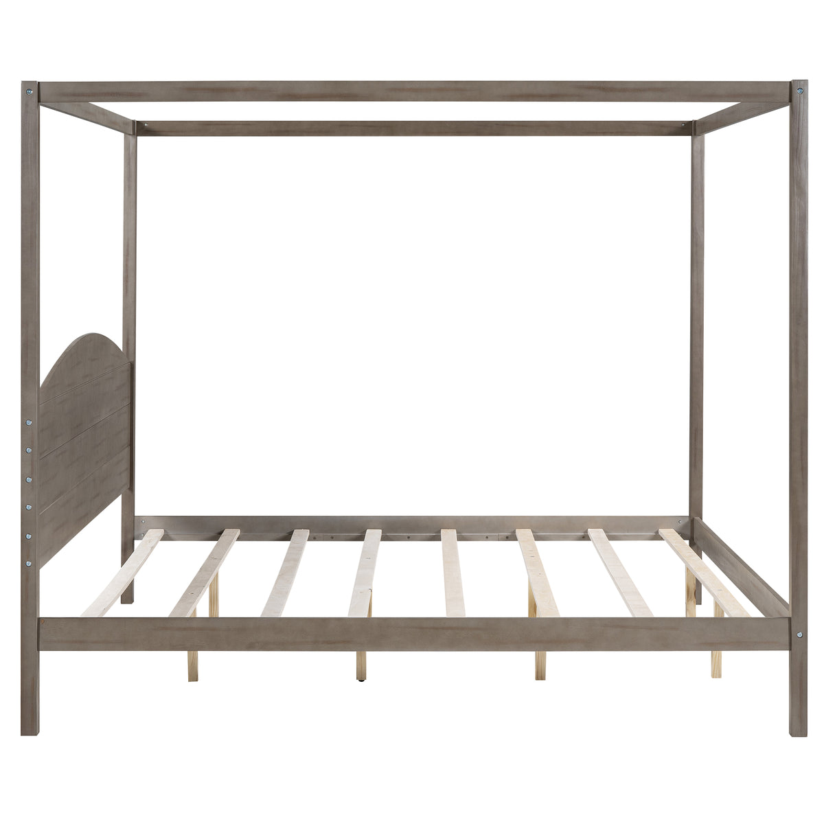 Canopy Platform Bed with Headboard Brown Wash