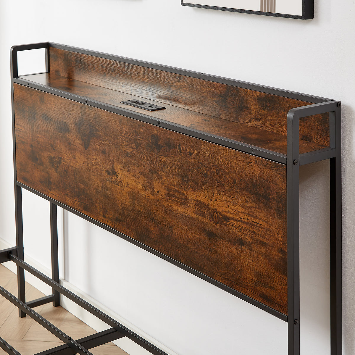 Upholstered Bed Frame with USB Charging Station