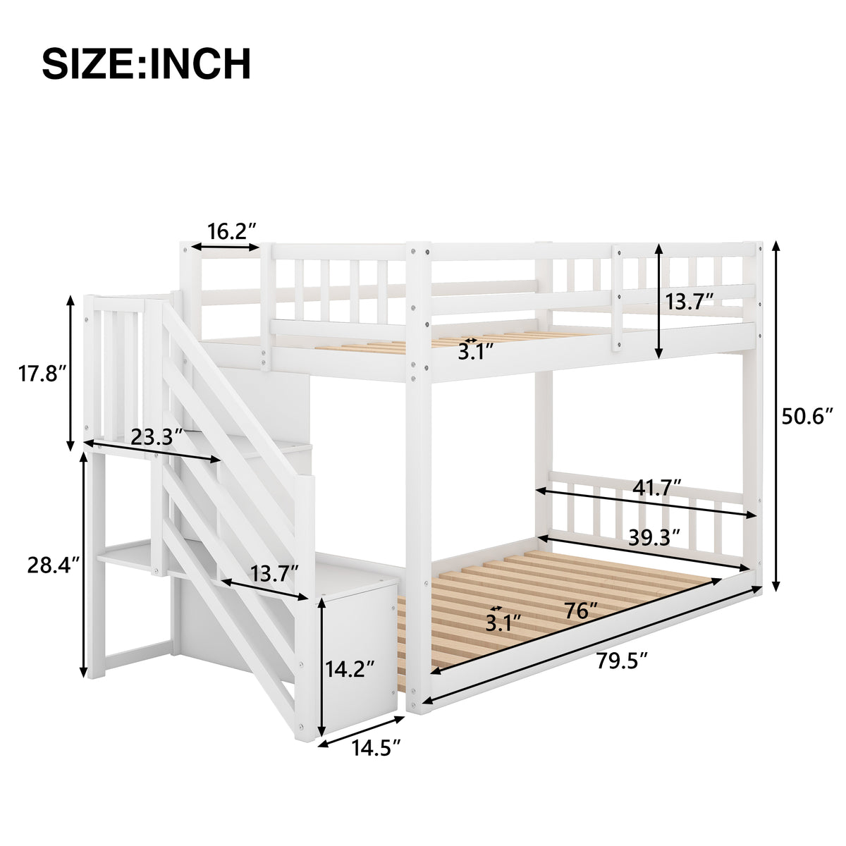 Twin Bunk Bed White
