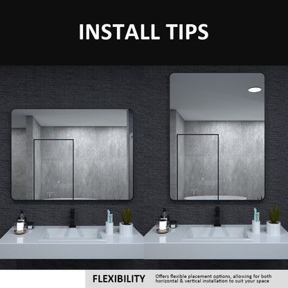 Aluminum Bathroom Mirror Matte Black