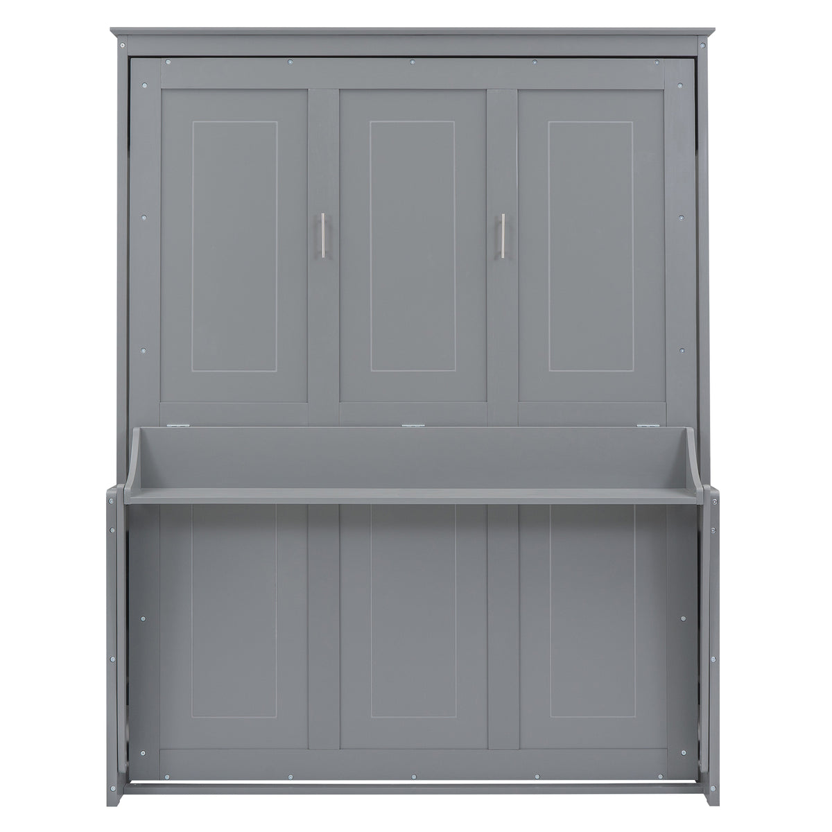 Queen Murphy Bed with Storage Gray