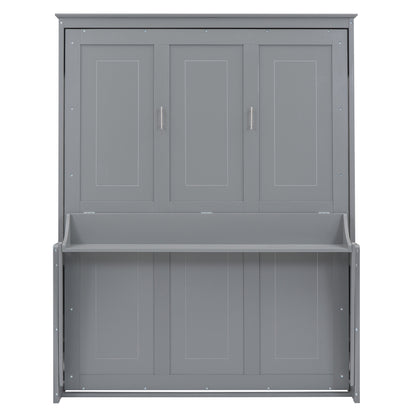 Queen Murphy Bed with Storage Gray