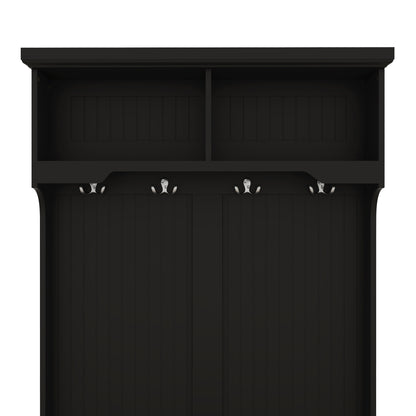 Hall Tree with Drawers and Hooks Black