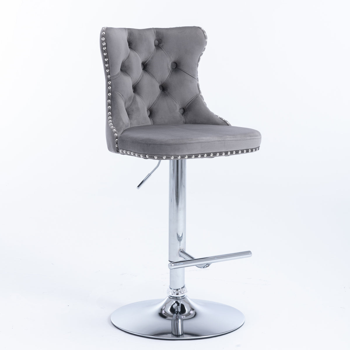 Modern Chrome Bar Stools Set of 2 Gray