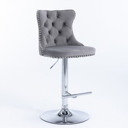 Modern Chrome Bar Stools Set of 2 Gray