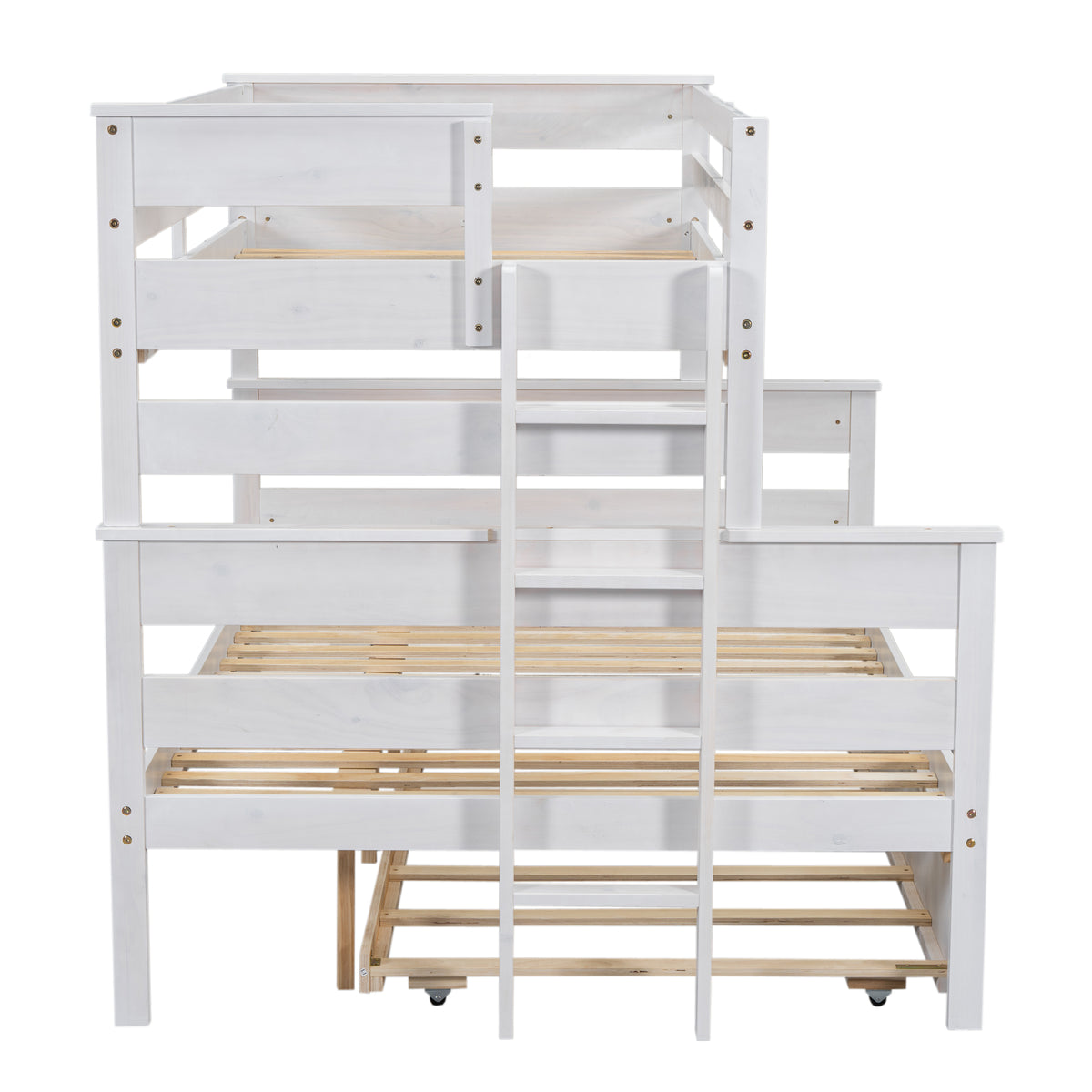 Twin-Full Bunk Bed with Trundle – White
