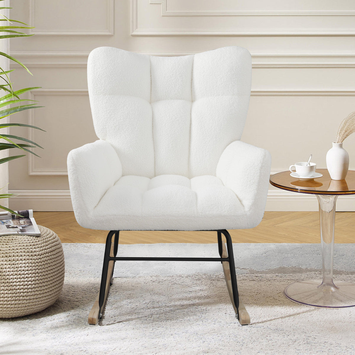 White Teddy Rocking Chair – High Back