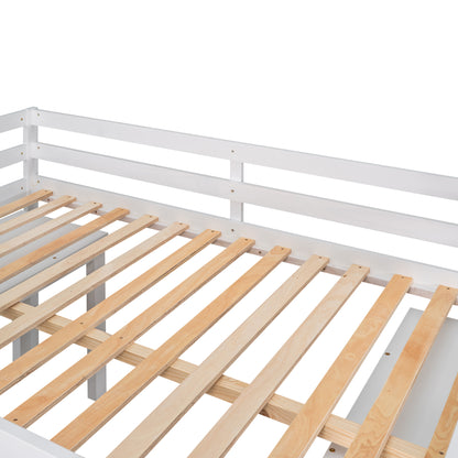 Full Loft Bed with Rolling Desk White