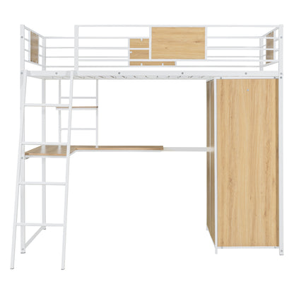 Twin Loft Bed with Desk Gray