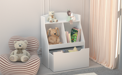 Rolling Book Display Shelf – White Children’s Library Piece