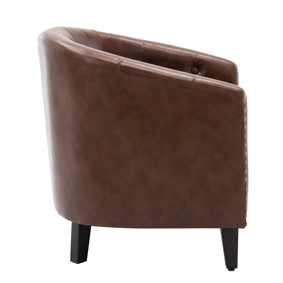 PU Leather Barrel Club Chair – Tufted Lounge Design
