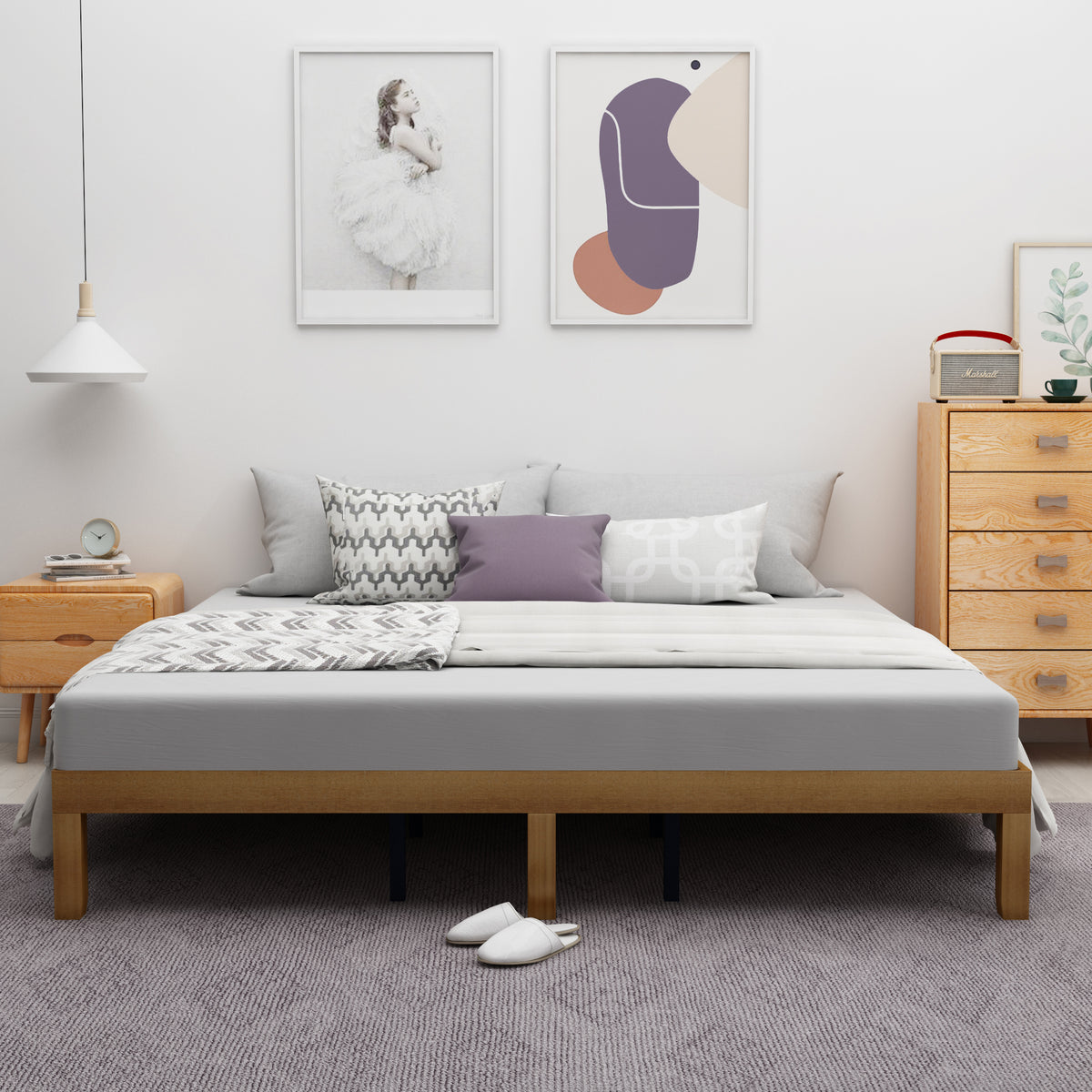 Queen Wood Platform Bed – Strong Support Slats
