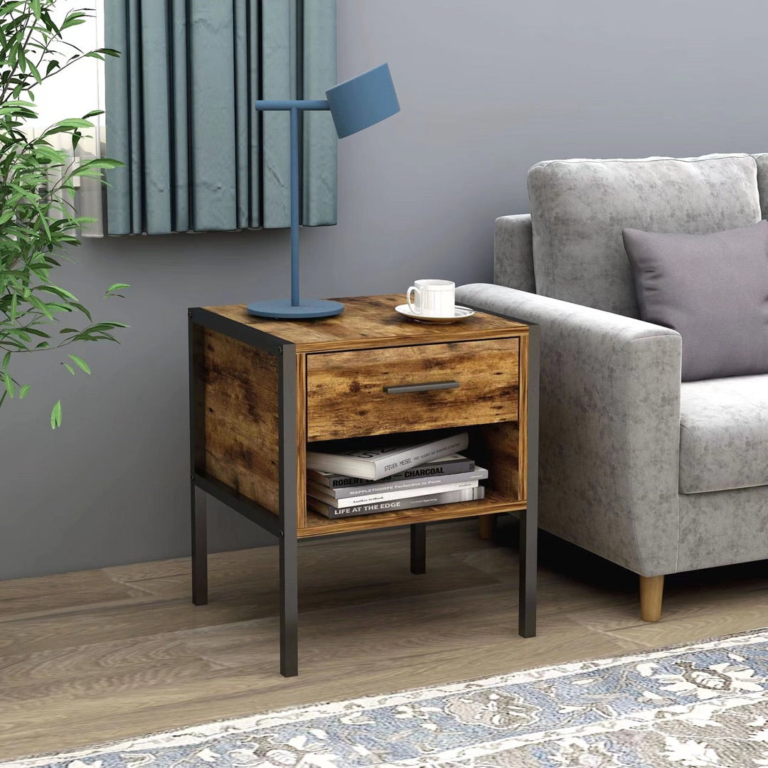 2-Piece Industrial Coffee Table Set – Modern Nesting Tables