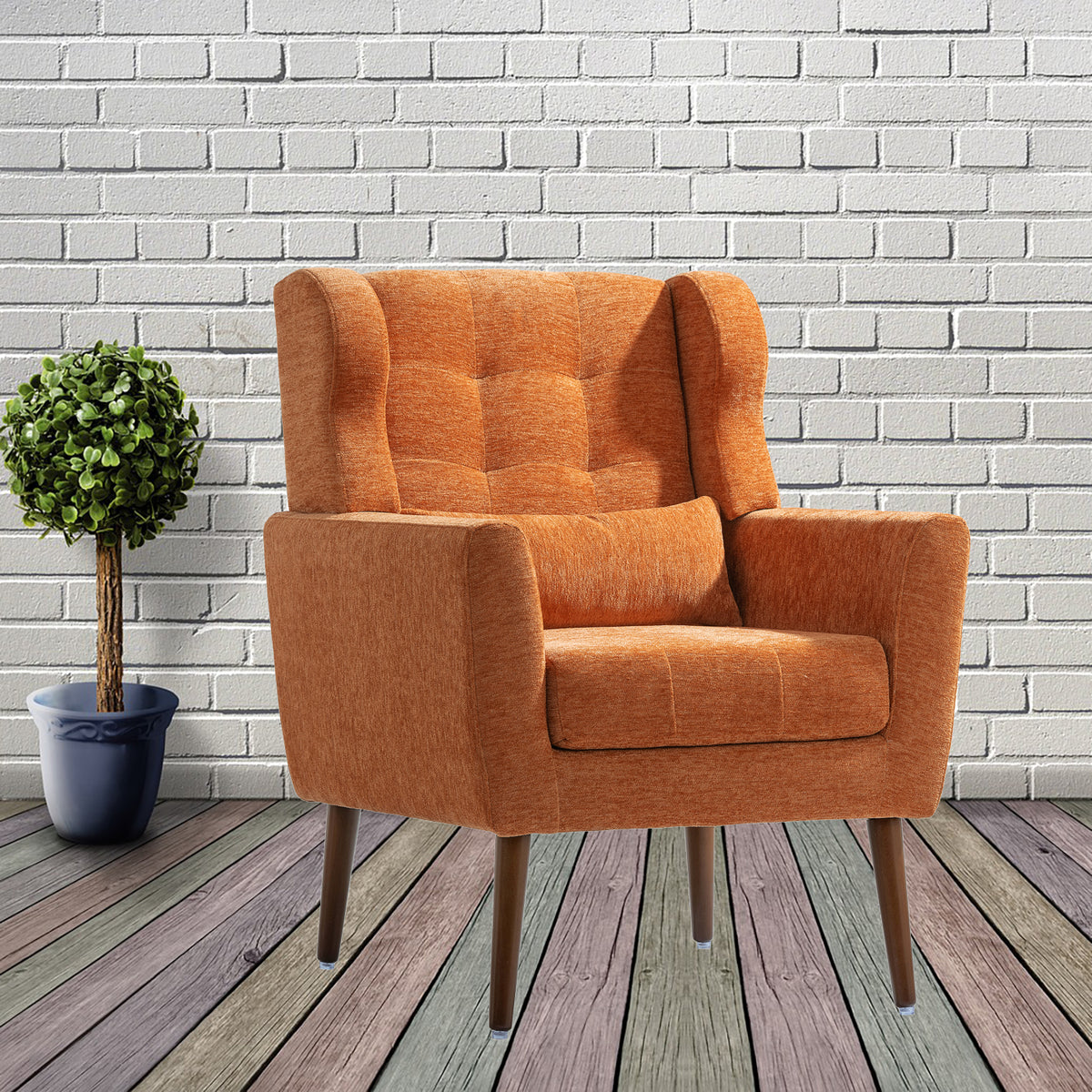 Modern Accent Chair Foam Filled Orange