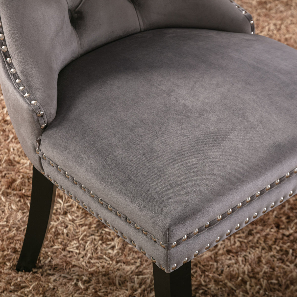 Nikki Tufted Linen Dining Chair Set (2 pcs) – Gray