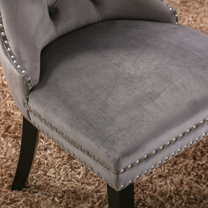 Nikki Tufted Linen Dining Chair Set (2 pcs) – Gray