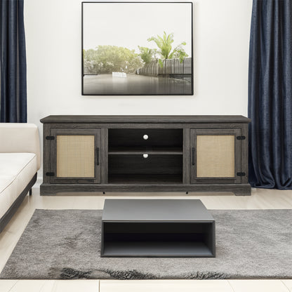Rattan TV Stand Gray