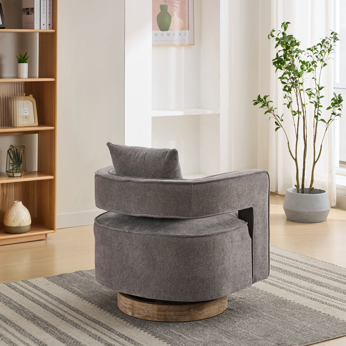 Swivel Accent Chair Charcoal Linen