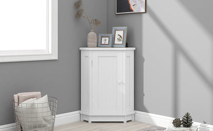 White Corner Bathroom Storage Cabinet Adjustable Shelves
