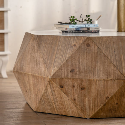 White & Oak Embossed Coffee Table – Vintage Fir Wood with 3D Relief Pattern