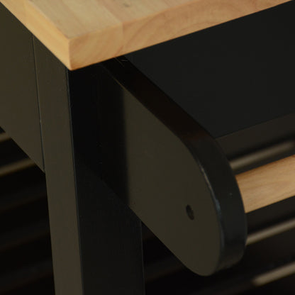 Mobile Kitchen Island with Rubber Wood Top