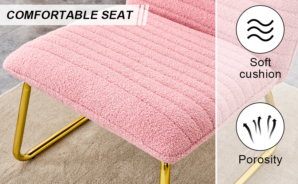 Blush Fabric Accent Chair – Gold Legs